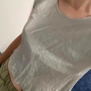 Shiny Silver Crop Top